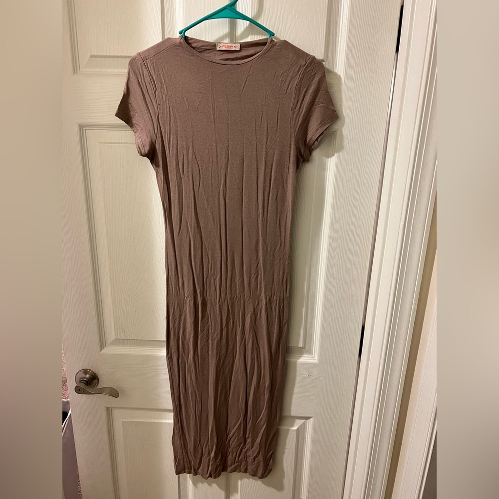 Short sleeve knee long bodycon dress